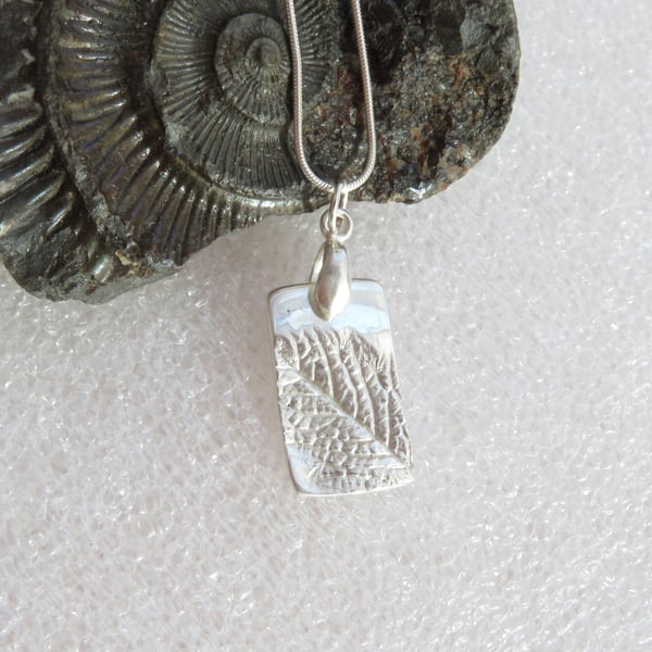 Fine Silver Bramble Leaf Print Pendant Necklace