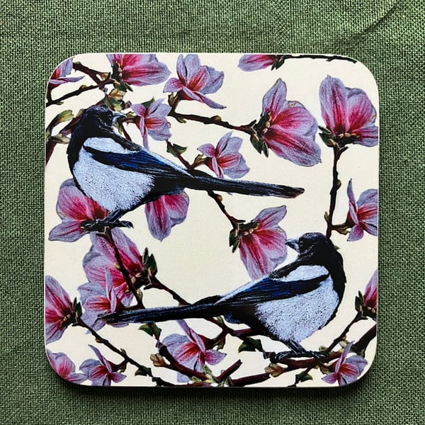 Magnolia Magpie Coaster