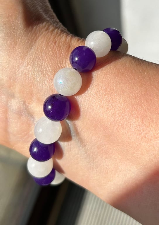 Alexandrite and Moonstone Crystal Bracelet