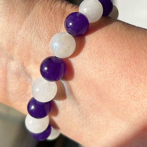 Alexandrite and Moonstone Crystal Bracelet