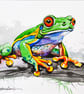 Frog Watercolour Painting – Original Still Life – Fun & Delightful