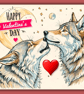 Happy Valentine's Day Wolves Greeting Card A5