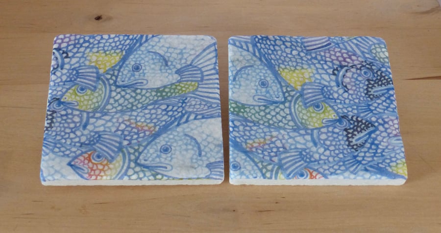 Marble 'Fish' Coasters