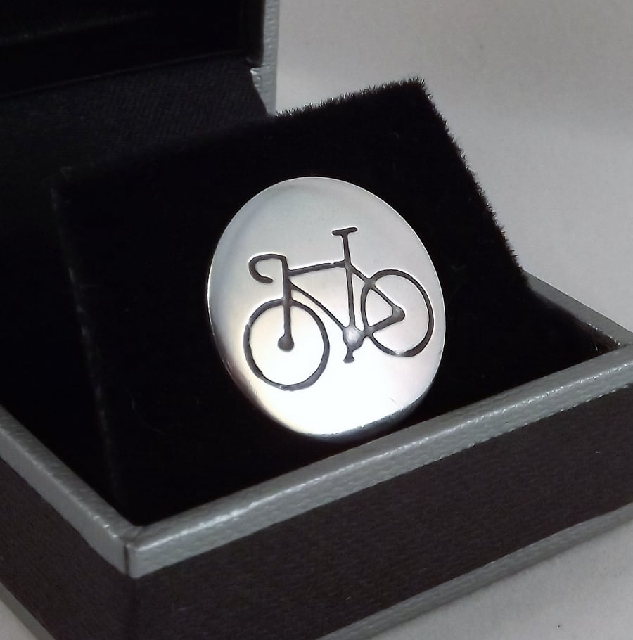 Bicycle Disc Tie Pin, Silver Bike Jewellery, Cycling Gift for Men