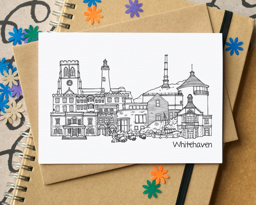 Whitehaven Cumbria Skyline Greetings Card