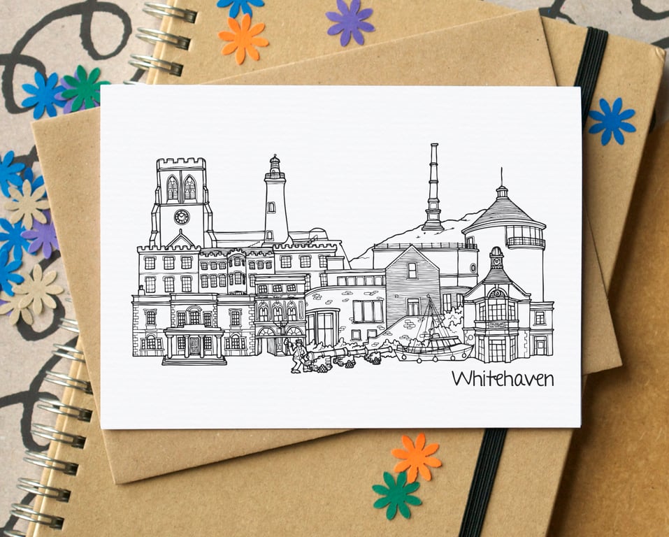 Whitehaven Cumbria Skyline Greetings Card
