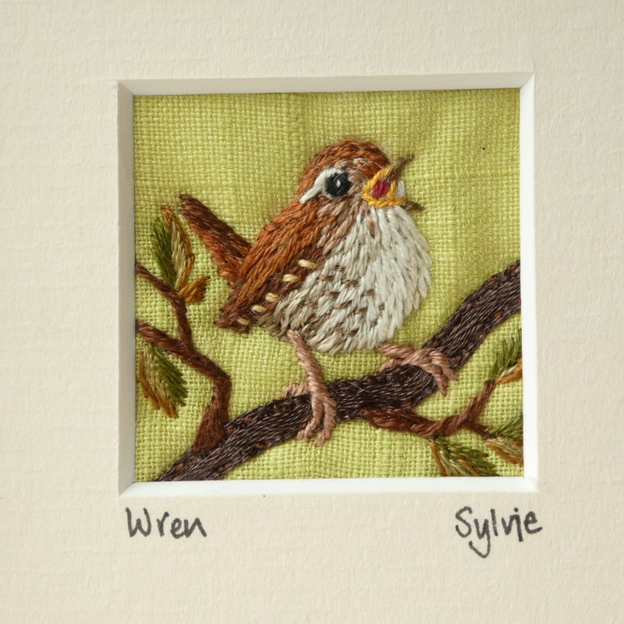 Singing Wren - embroidered picture