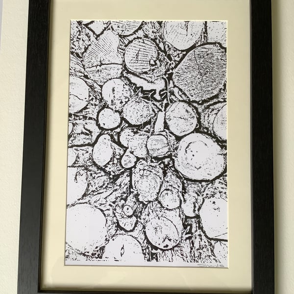 Original Monochrome Print Framed Unique One of a Kind Eco Friendly  Trees