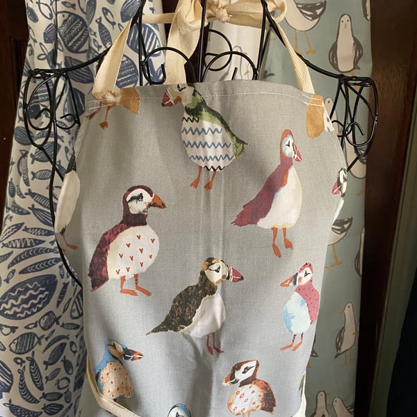 Homestead Country KITCHEN APRON - Coastal Puffins Design - EASTER SALE