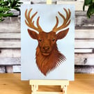 Red Stag Bust. Oxide metal wall art by Adam Clarke