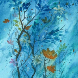 SALE ITEM original art watercolour floral  painting (ref F 198)