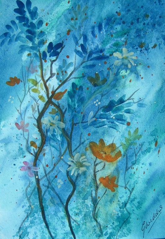 SALE ITEM original art watercolour floral  painting (ref F 198)