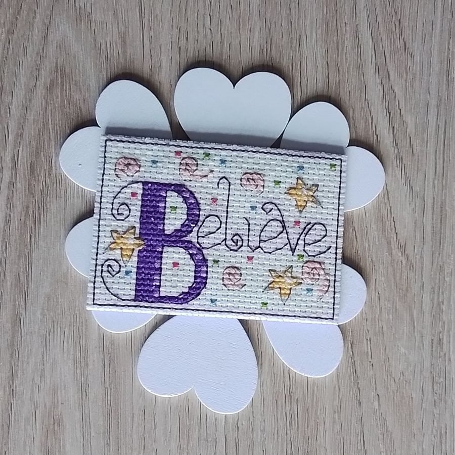 Believe, Fridge Magnet, Positivity Quote, Minfulness Gift, Wellbeing  - Purple