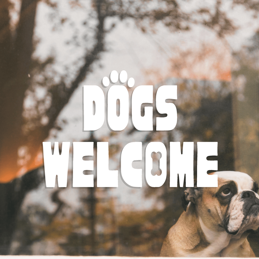 Dogs Welcome - Paw & Bone: Pet-Friendly Business Decal, Pub Window Sign