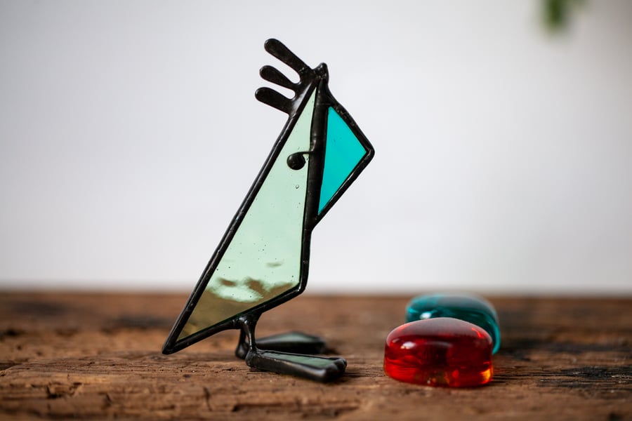 Stained Glass Cheeky Bird - Whimsical Suncatcher Window Ornament