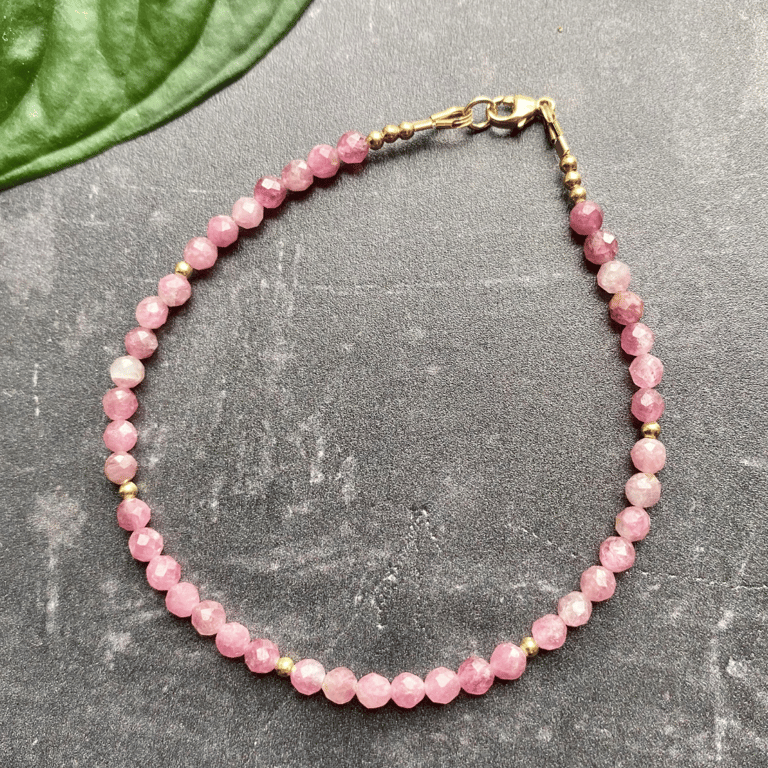 Pink Tourmaline & Gold Vermeil Stacking Bracelet