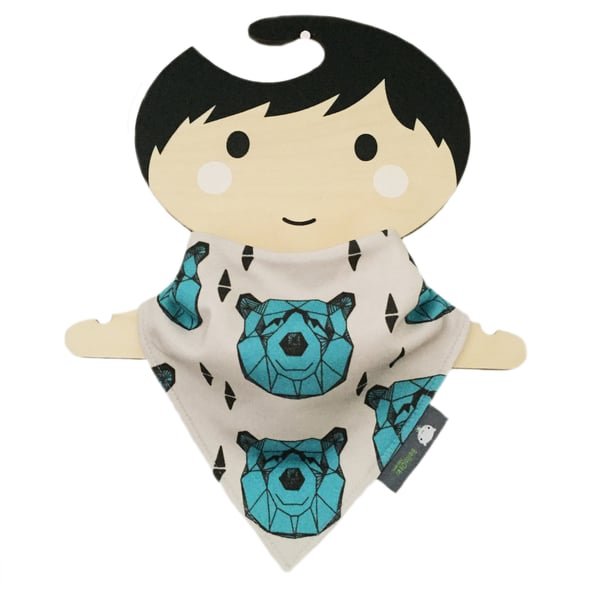 ORGANIC Baby Bandana Dribble Bib GEOMETRIC BEAR HEADS Gift Idea from BellaOski