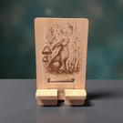 Moon Gazing Hare Bamboo Phone Holder – Wooden Phone Stand – Mystical Woodland De