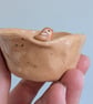 Ceramic handmade tealight robin & birdprints pottery speckled candle holder - Image 4