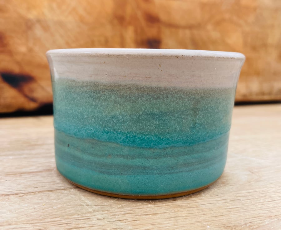 Hand thrown Ceramic pot - copper patina