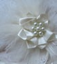 Ivory Off White Ostrich Feather Ribbon Trails Regency Style Headpiece Fascinator - Image 2