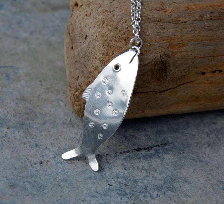 Sterling silver fish pendant