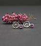 Sterling Silver Botanical Flower Stud Earrings with Amethyst - Image 5