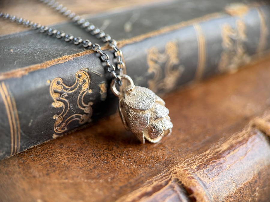 Sterling Silver Real Hemlock Cone Necklace 