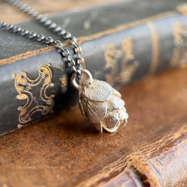 Sterling Silver Real Hemlock Cone Necklace 