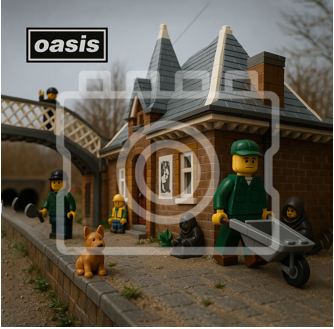 LEGO-Inspired Oasis – Some Might Say 5x5" Print (Mounted for 9x9" Frame)