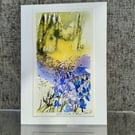 Sunlit Woodland Bluebells. Blank Card. Original Painting. 260152