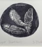 'Midnight Feathers ' Linocut Print - Image 2