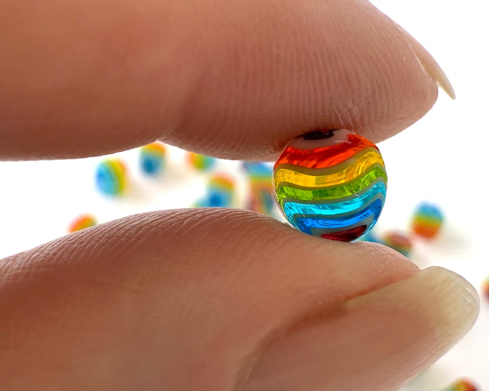 Rainbow stripe murrini made with Bullseye 90coe glass