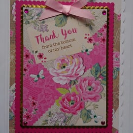 Thank You Flowers From The Bottom Of My Heart 3D Luxury Handmade Card 
