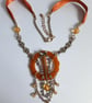 Upcycled Orange Vintage Buckle Necklace - Image 9