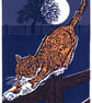 Marmalade Cat by Moonlight - Original, Limited Edition Linocut Print