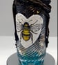 Up cycled gin bottle with bee design 