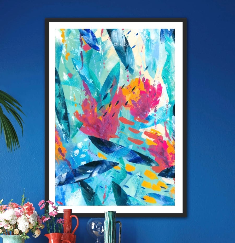 Tropical Seas Colourful Art Print in Various Sizes, FREE UK Delivery