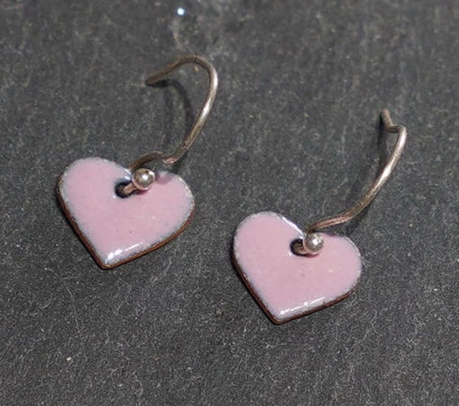 Heart shaped enamel earrings
