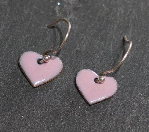Heart shaped enamel earrings