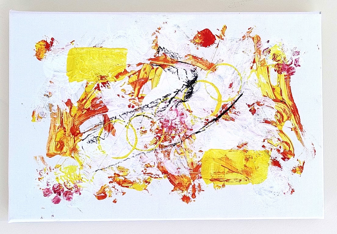 Rhythm in Yellow & Red - Original Abstract Acrylic Painting on Canvas