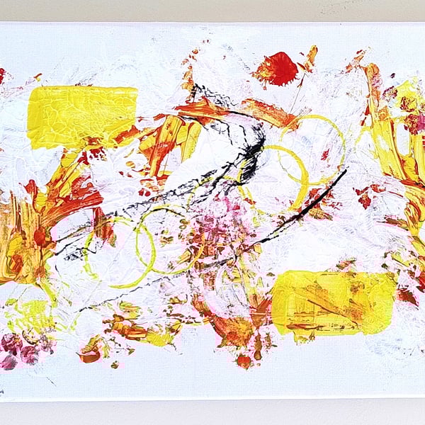Rhythm in Yellow & Red - Original Abstract Acrylic Painting on Canvas