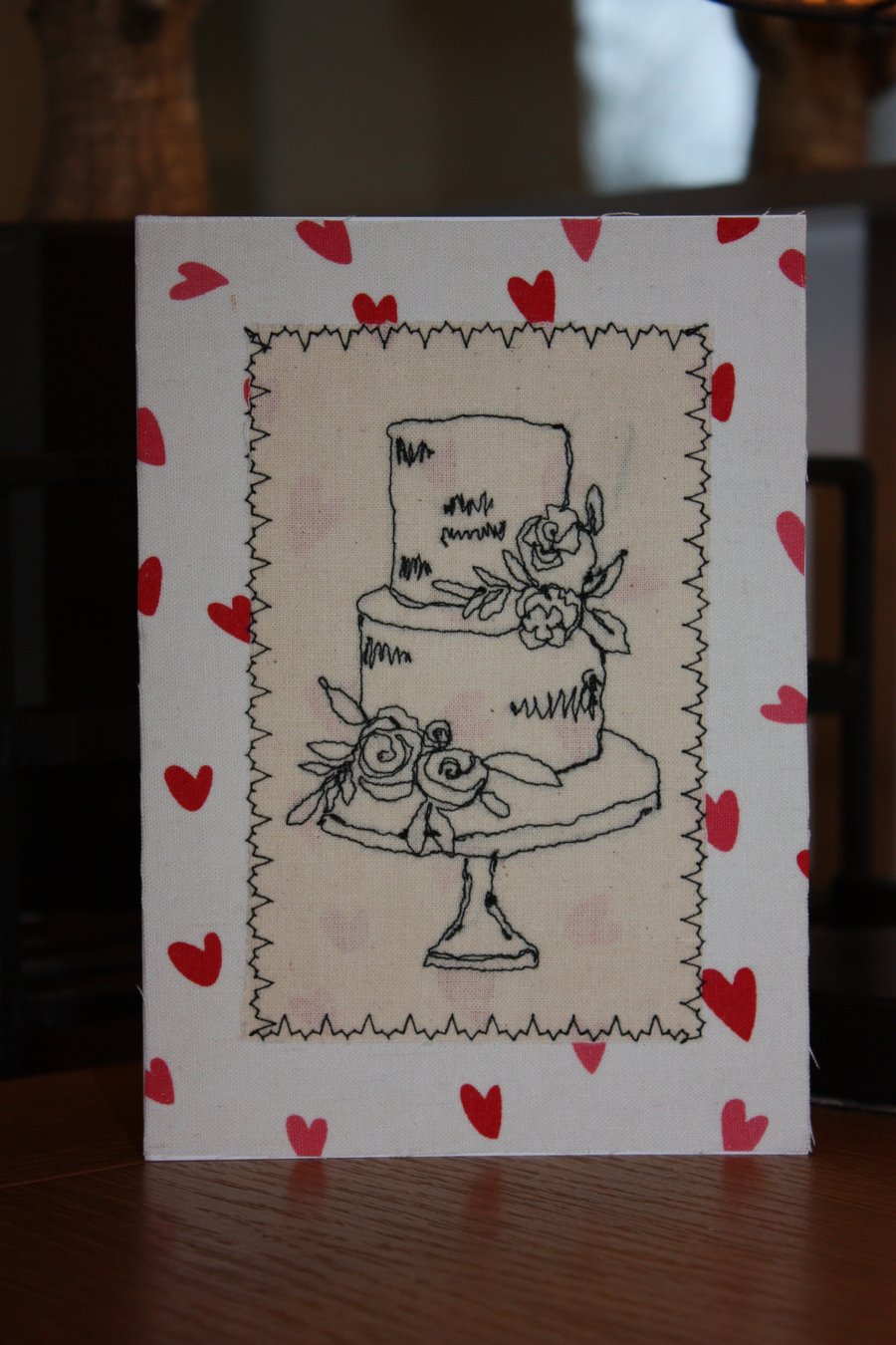 Wedding cake with a heart background