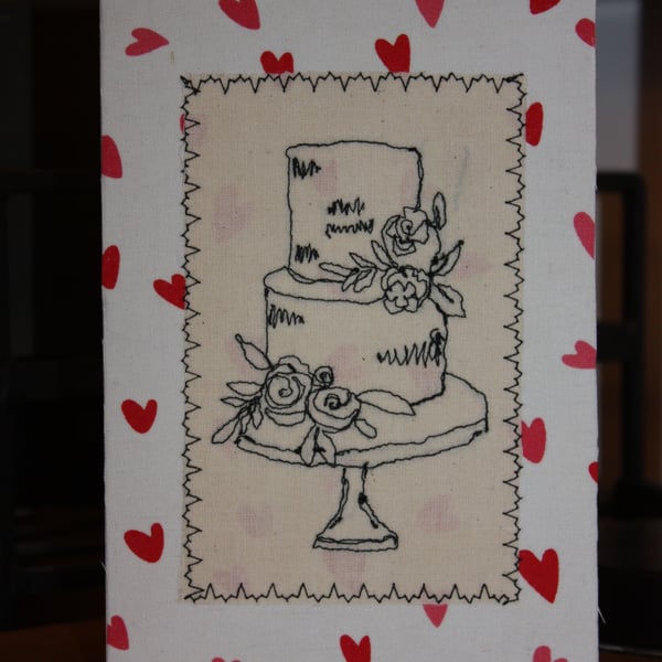 Wedding cake with a heart background