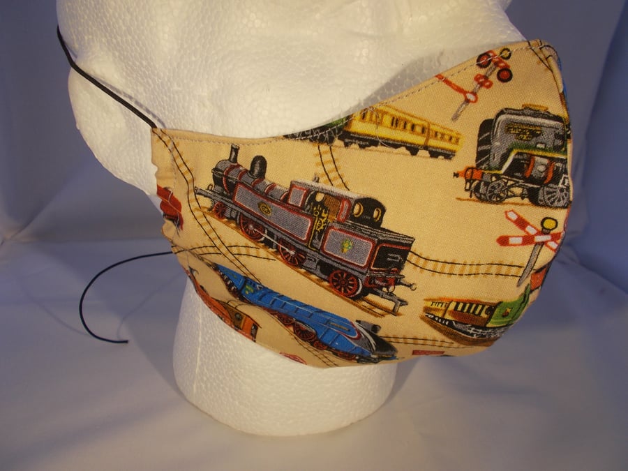 Shaped Adult Face Covering - Trains