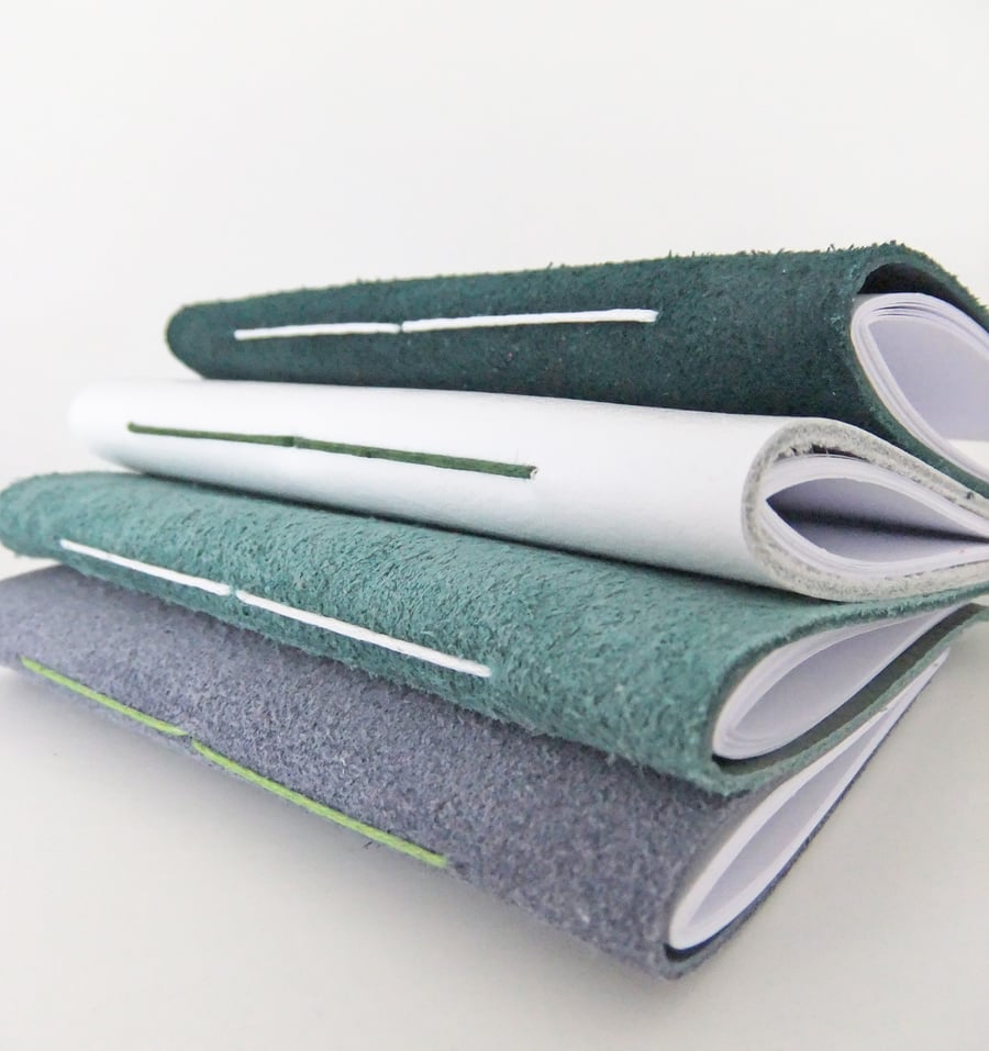 Set of 4 Small Leather and Suede Notebooks