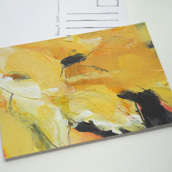 original abstract daffodil floral painting postcard 