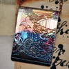 Etched copper magpie pendant - copper pendant on brass chain