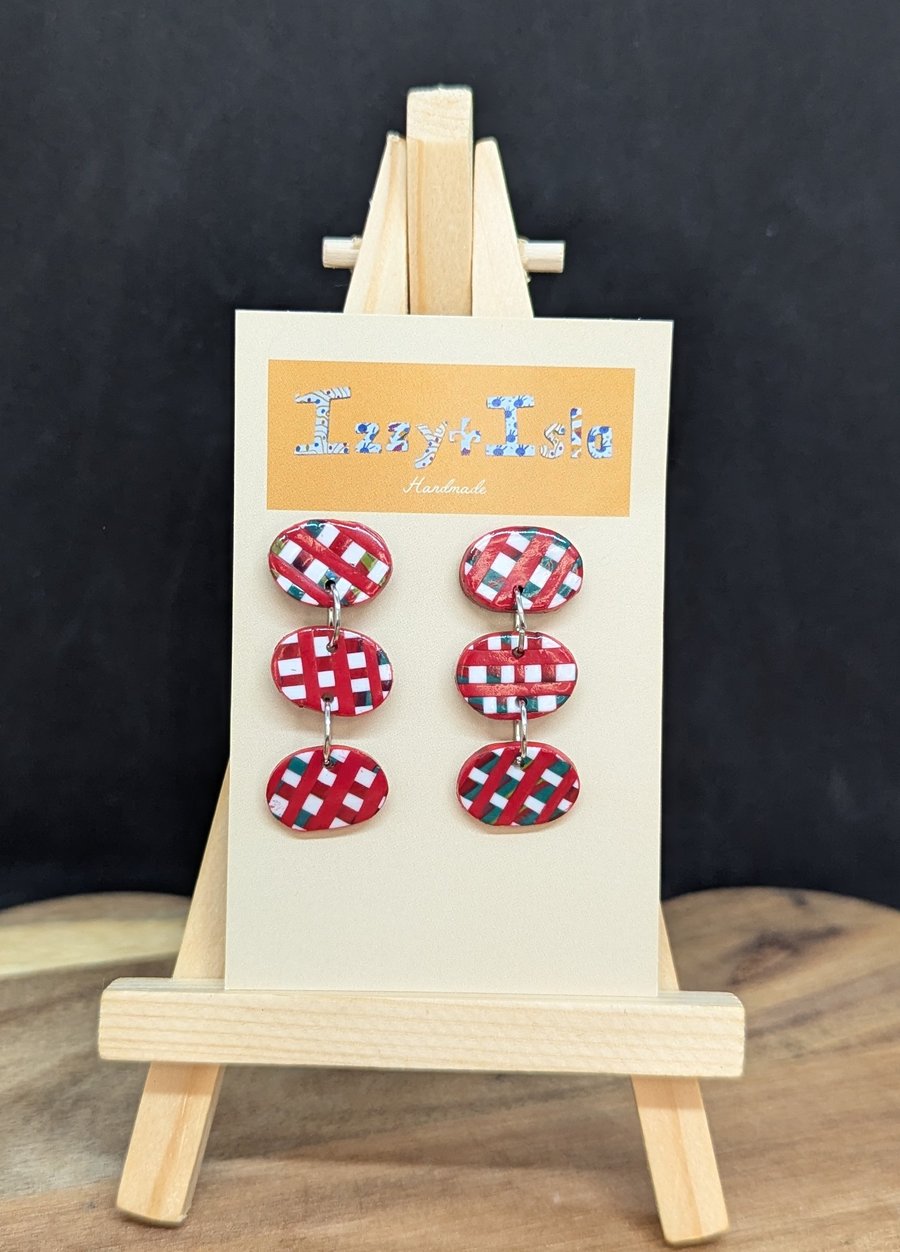 Chequered pebble drop earrings 