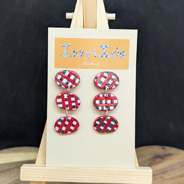 Chequered pebble drop earrings 